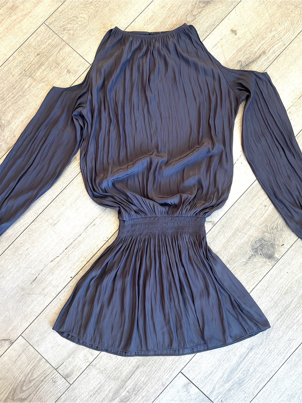 Ramy Brook Charcoal Cold-Shoulder Mini Dress